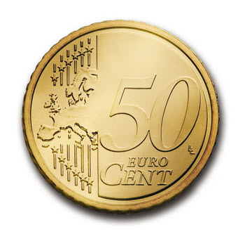 50 cent euro coin representing low fee forex trading